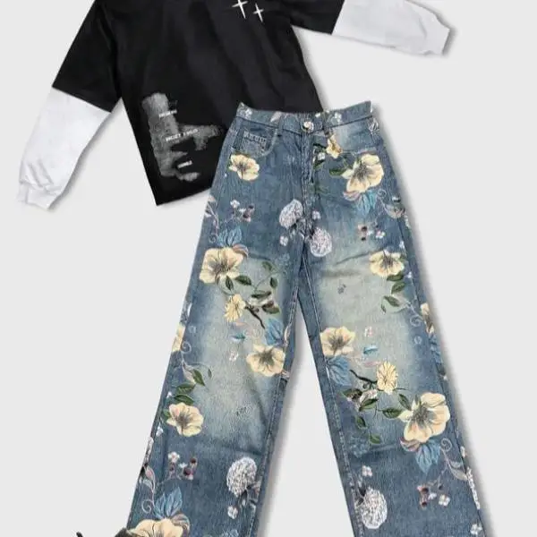 

Men's Casual Sports Suit Floral Star Design Comfortable ort Sve T-irt And orts Set Ideal for Autumn Season