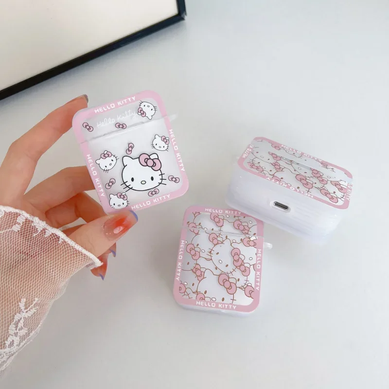 Sanrio, Hello Kitty Чехлы для наушников Airpods 1/2 3 Pro силиконовый защитный чехол для Bluetooth наушников мультяшный противоударный корпус