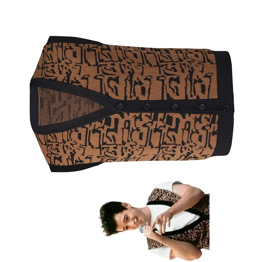 

Ferris Bueller Cosplay Vest Movie Costume For Adult Unisex Casual Vintage Knitted Cardigan Sweater Party Stage Disco Waistcoat