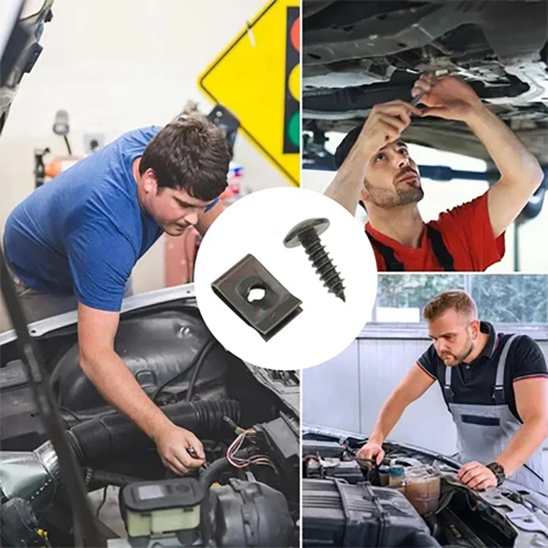 New#100/200Pcs M4 M5 Self Tapping Screws Metal Fastener Clip Kit U-Type Clip & Screw For Fixing Car Motorcycle Ebike ATV
