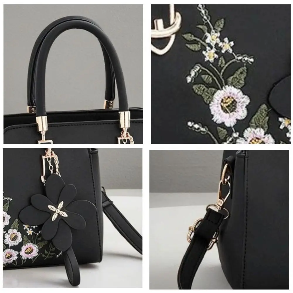 Элегантная сумка для мамы из искусственной кожи с подвеской Y2K, квадратная сумка с милой вышивкой, большая вместительная сумка, элегантная сумка на плечо, подарок на день матери