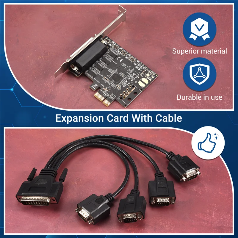 

ABFM-PCI-E Serial Port Card Pcie To 4 Serial Port RS232 9-Pin Industrial Control 4-Port Expansion Card AX99100 With Cable