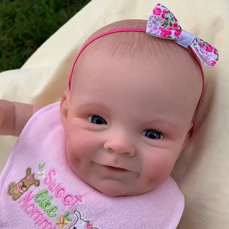 55CM Reborn Baby Shaya Smiling Face Doll Soft Body Cuddly Newborn Baby Doll Hand-draw Hair Christmas Gift Drop Shipping