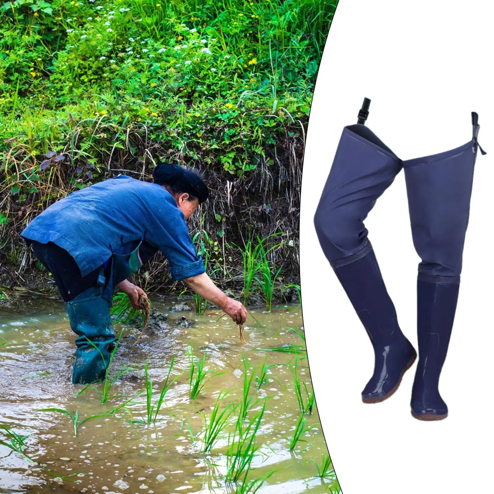 Bootfoot Hip Waders Wear Resistant Lightweight Waterproof Fishing Trousers Breathable Non Slip Sole for Men Women Outdoors