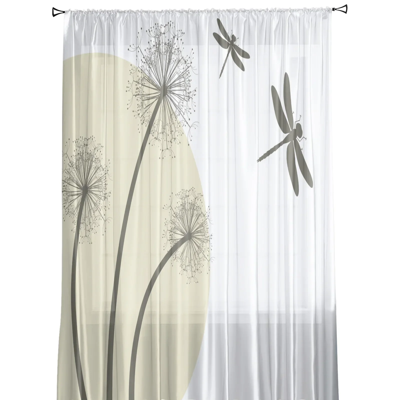 Dandelion Dragonfly Chiffon Sheer Curtains for Living Room Bedroom Home Decoration Window Voiles Tulle Drapes Curtain