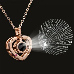 Collier de Projection je t'aime en 100 langues, pendentif, bijoux pour amoureux et petite amie, Couple à la mode, accessoires romantiques mignons, 2023