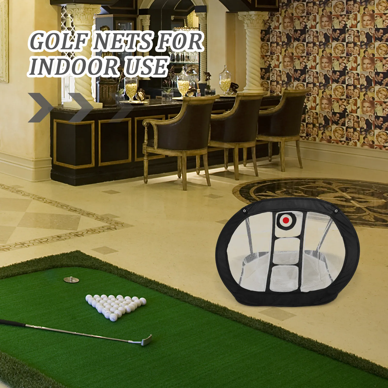 

Indoor Golf Practice Net Portable Compact Chipping Training Tool for Men Women Fast Setup Sturdy Golf Nets for Backyard Driving