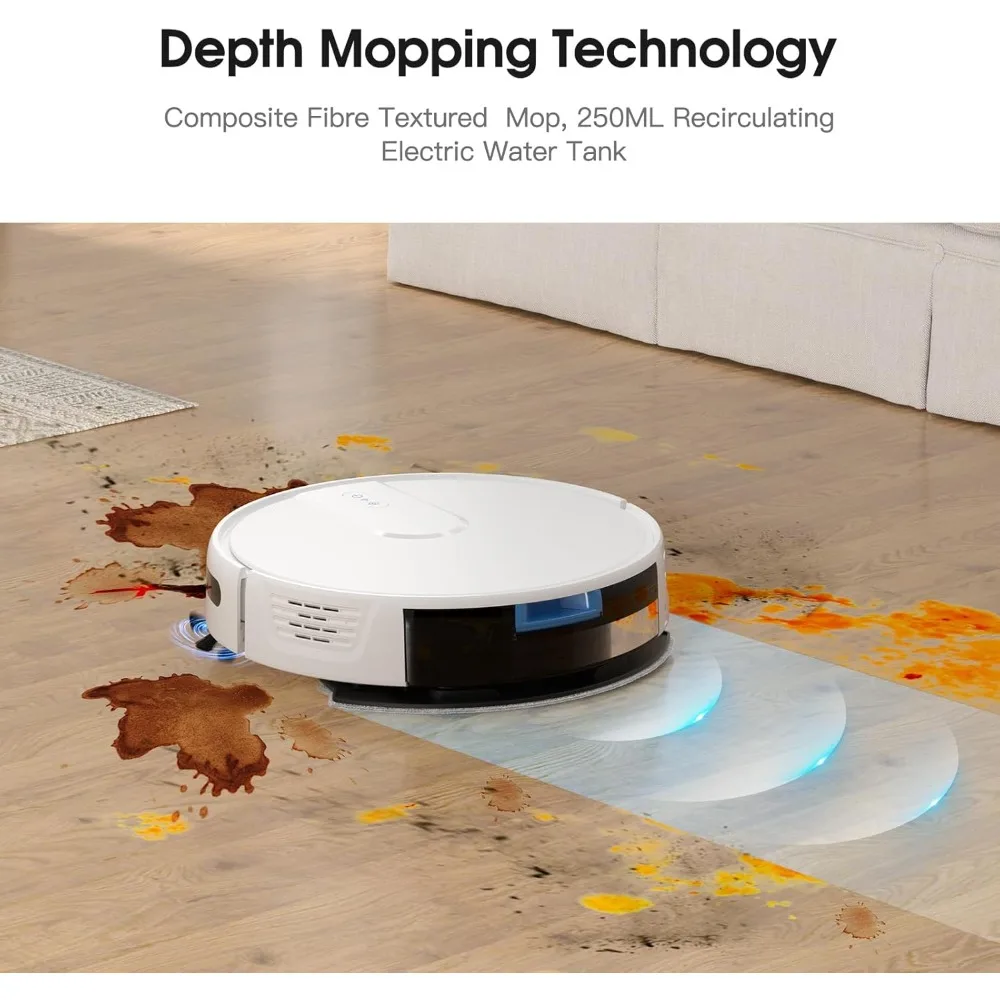 Robot aspirador y trapeador con succión de 4500 Pa, evitación avanzada de obstáculos 3D, aplicación inteligente de próxima generación y control por voz