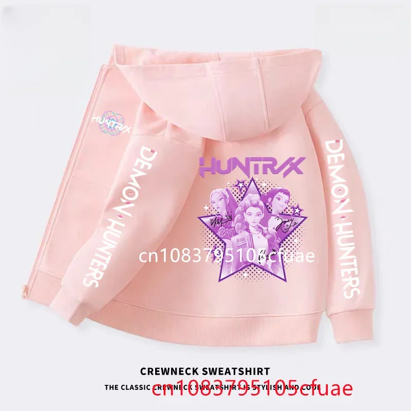 

Kid Girl Boy Sweatshirt Zipper Hoody Baby Casual Top Hots Funny Zip Up Sweatshirts Kpop Demon Hunters Hoodie Children Clothes