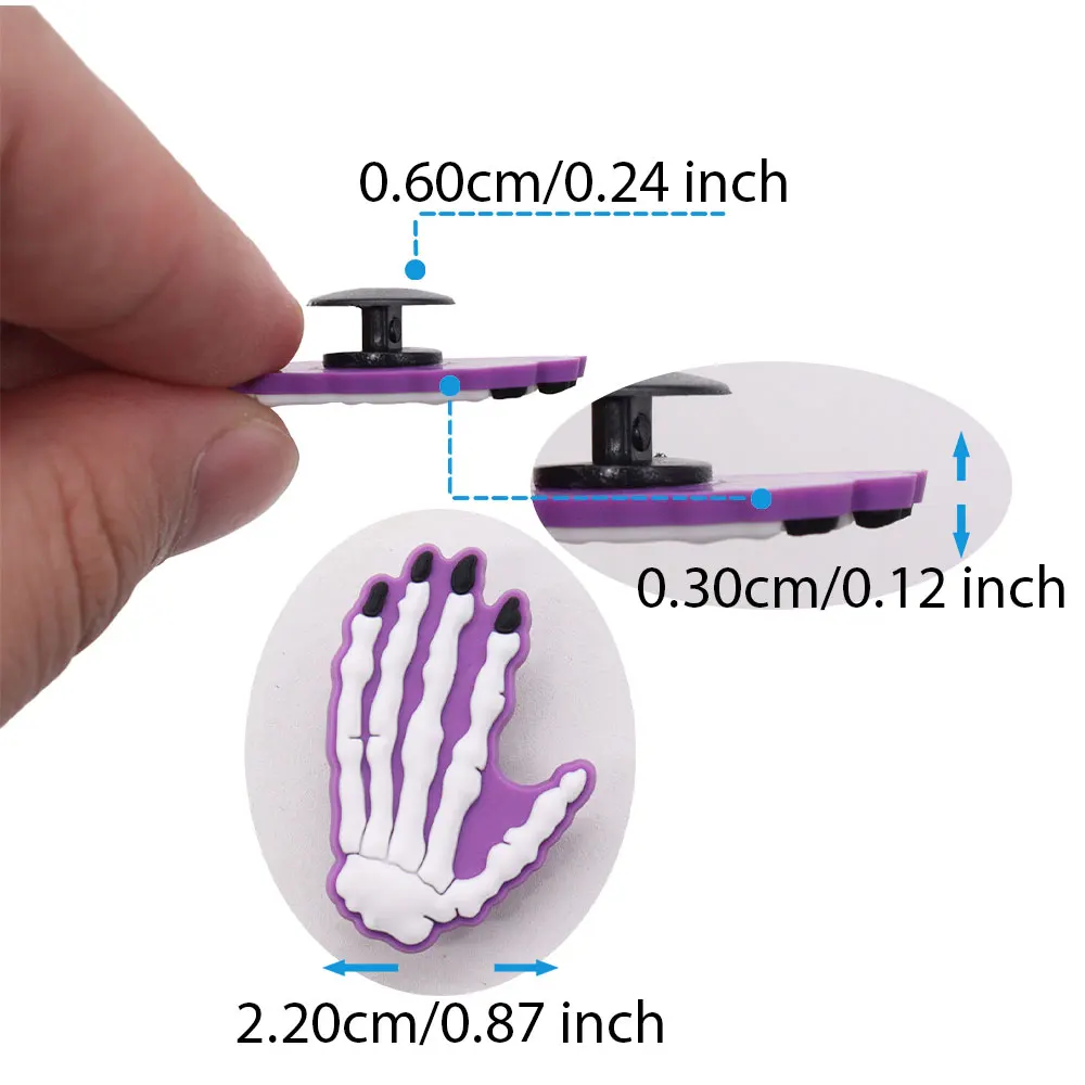 Good Quality 1pcs PVC Shoe Charms Pink Black Skeleton Palm Fingers Rose Accessories DIY Shoes Ornament Fit Wristbands Kids Gift