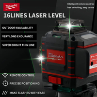 Milwaukee 4 Sides*360 Degree Vertical 4.2V 3-4D Laser Level 16 Lines Self-leveling Vertical Cross Line Lase Green Laser Levels