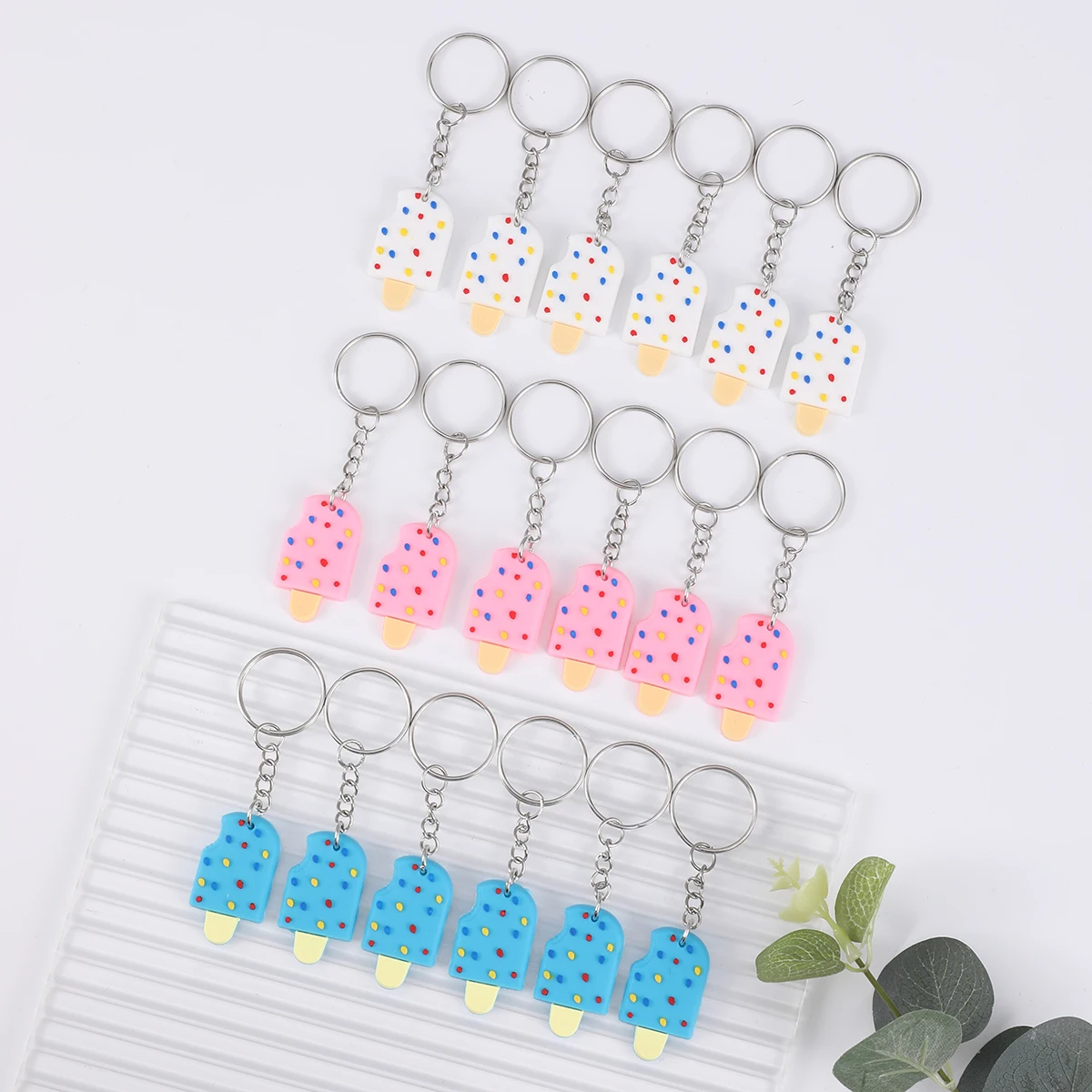 

18pcs/set Fashion PVC Ice Cream Keychain, New Cute ornament Bag Key Accessories Pendant For Adults Party Favors Gift