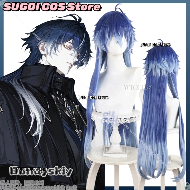 

Kyryll Chudomirovich Flins Косплей Игра Genshin Impact {SUGOI COS} Синий парик с градиентом Y2K Термостойкие синтетические волосы Хэллоуин
