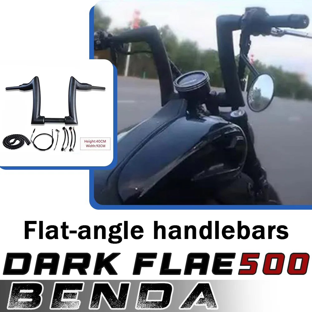 

Motorcycle Benda Black Flag 500 modified bold 2-inch retro handlebar direction handle heightened handlebar faucet handlebar