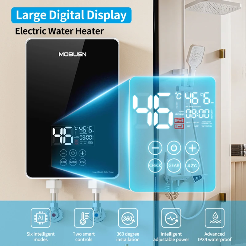 3.5KW-6KW 220V 110V Constant Temperature Hot Water Supply Wall Mounted Smart Bathroom Instant Electric Water Heaters