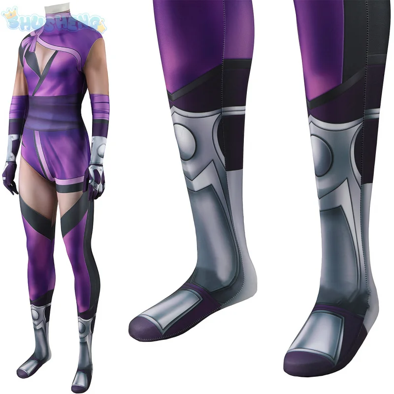 Disfraz del juego Mortal Mileena Kombat para niños, adultos y mujeres, traje Sexy de Color morado para Halloween