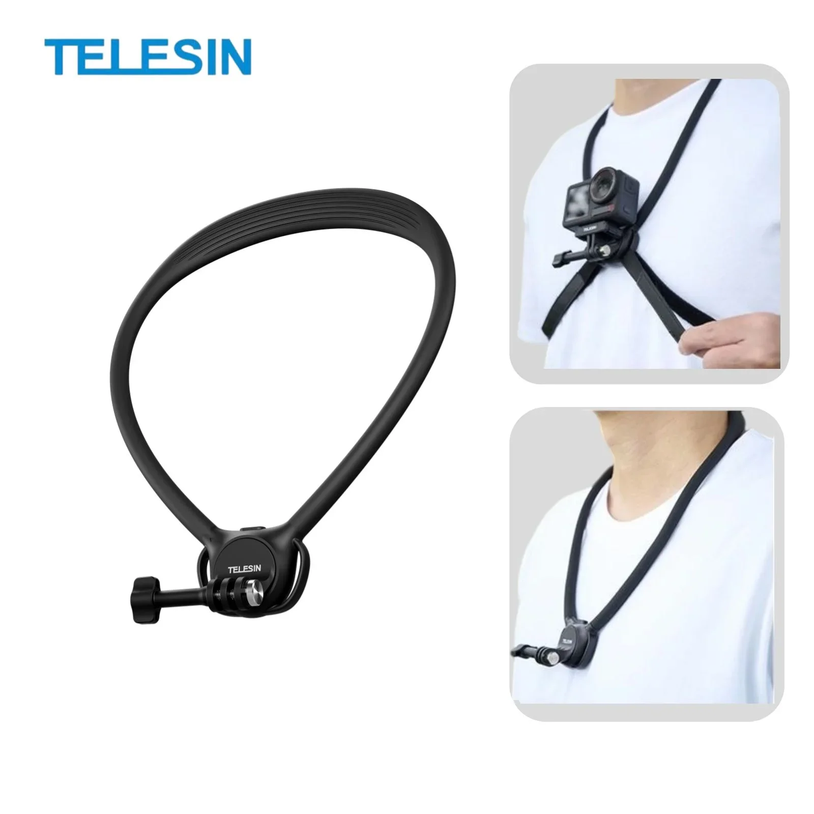 

TELESIN Silicone Neck Mount for Gopro Hero 13 12 11 10 9 8 DJI OSMO Action 5 4 3 Insta360 Hand-free Mount Go Pro Accessories