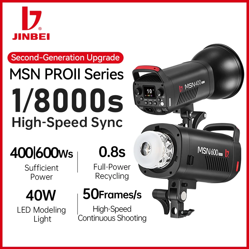 JINBEI MSN 400PROII 600PROII 400WS 600WS  1/8000s 2.4G HSS Photography Wireless Studio Flash High Speed Sync Flash Strobe Light