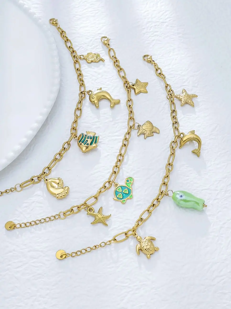 Cute Women's Exquisite Whale Turtle Pendant Stainless Steel Ocean Series Bracelet Waterproof Anti-allergic Jewelry Women's Gift