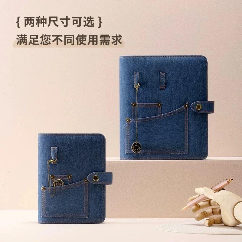 High Quality Yiwi A5 A6 Vintage Denim Embroidery 6 Hole Loose Leaf Notebook Notepad School Sketchbook Diary Travelers Planner