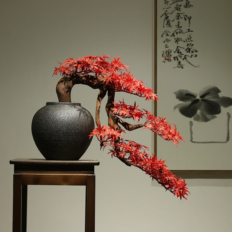 Cliff type simulation welcome pine cliff pine bonsai living room flower frame decoration hotel tea room fake pine decoration
