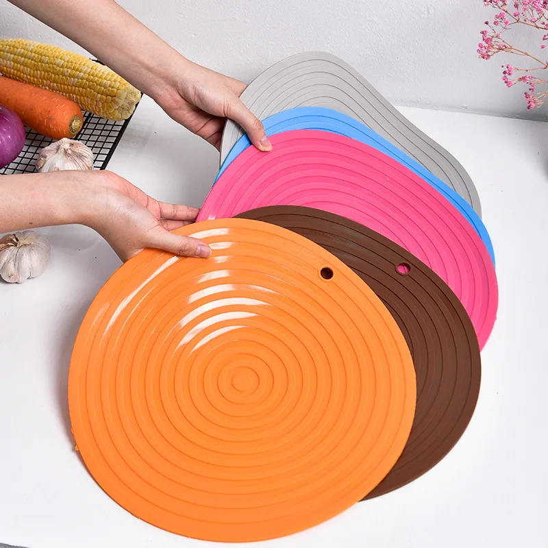 24CM Large Round Silicone Pad Anti-scalding Insulation Pad Placemat Pot Pad Plate Pad High Temperature Household Table Mat