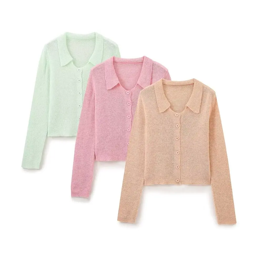 Tangada 2024 Women Elegant Solid Cardigan Sweaters Buttons Long Sleeve Female Jumper 6H0321