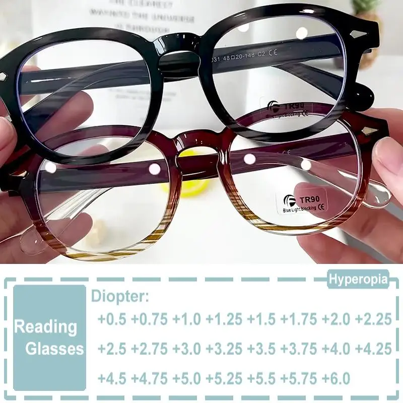 

Retro Round Frame Anti-blue Radiation Glasses Men Women Fashion Reading Glasses Presbyopia Eyeglasses Optical Magnifier