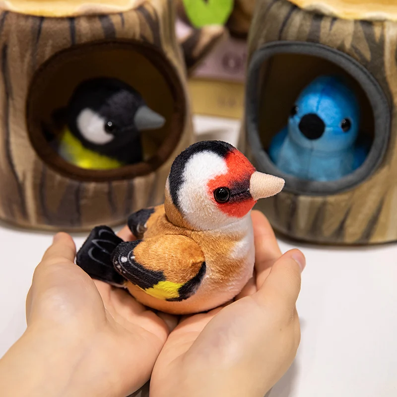 Kawaii Lifelike Mini Bird Nest Tree House Plush Doll Colorful Bird And Nest Combination Plush Toy Home Decor Gift For Boys Girls