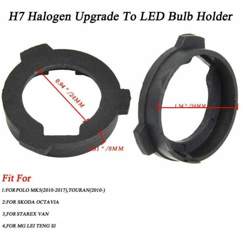 2X H7 LED Retainer Clip Adapter Holder Headlight Bulb for-Polo Touran Gran Lavida Skoda Octavia Morris Garages Grand