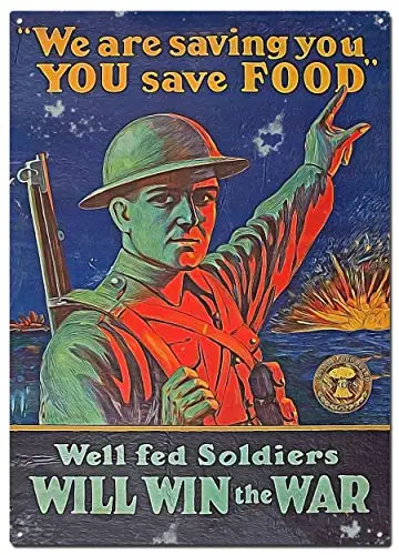 Save Food Metal Tin Signs, Retro War Poster, Decorative Signs Wall Art Home Decor - 8X12 Inch (20X30 cm)