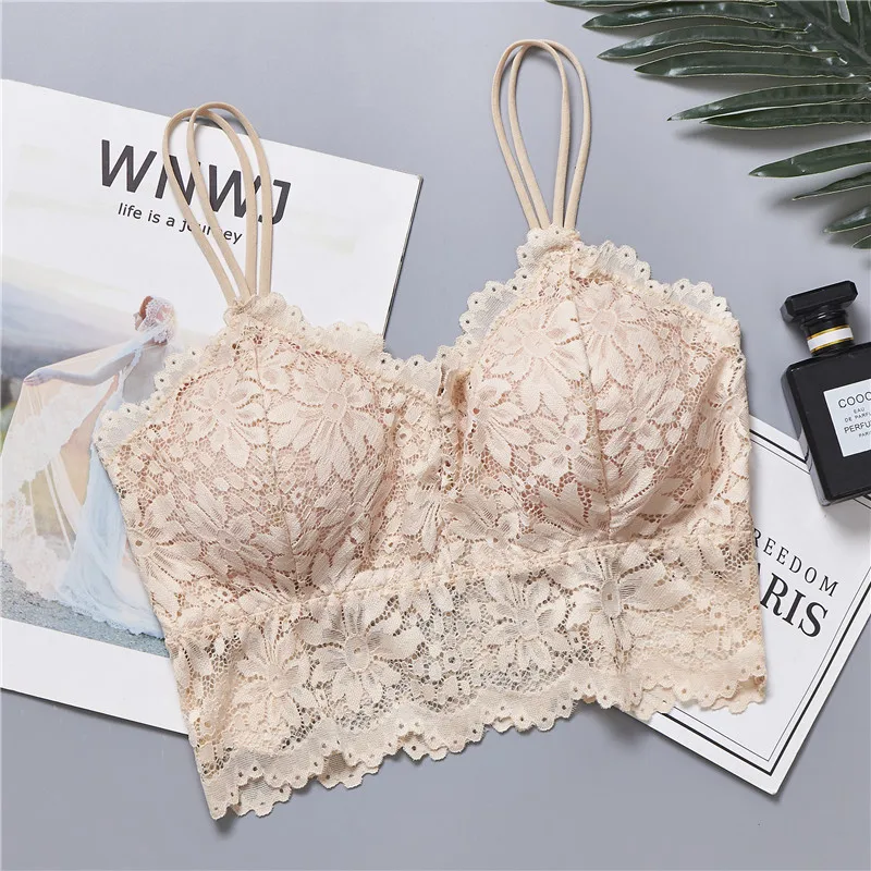 Lace Bra Beauty Back Bralette Women Sexy Wrapped Chest Camisole Tube Top Bottoming Vest Gathered Student Girl Underwear