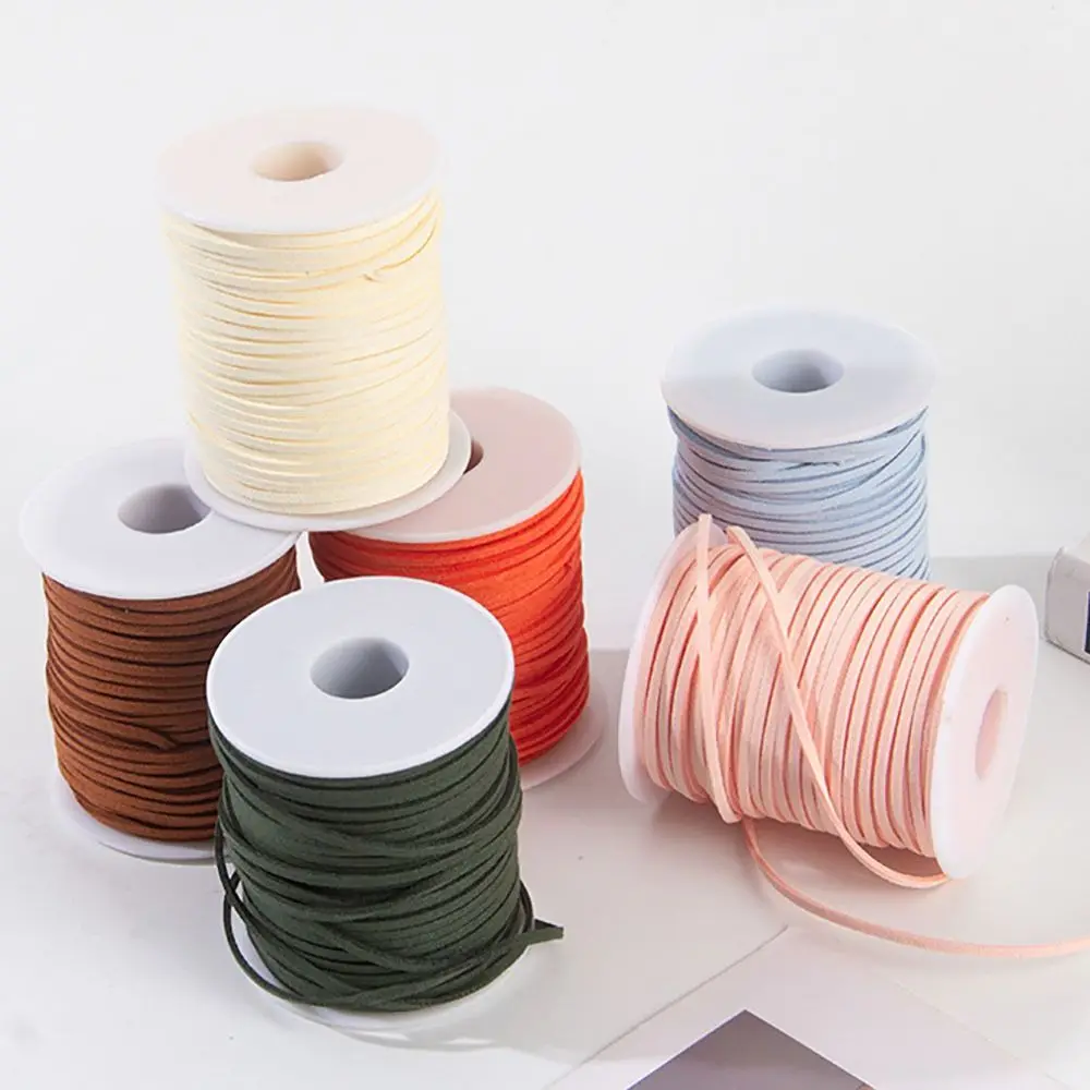 New 50yards Faux Suede Braided Cord Flat 3mm Suede Cord Multiple Colors Belt Leather Rope