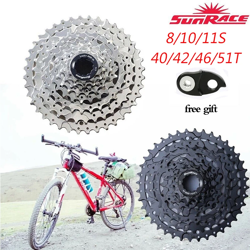 SUNRACE 8 10 11 Speed Bicycle Cassette 11-40/42/46/51T Mtb Cassette High Strength Bike Sprocket Freewheel for Shimano HG