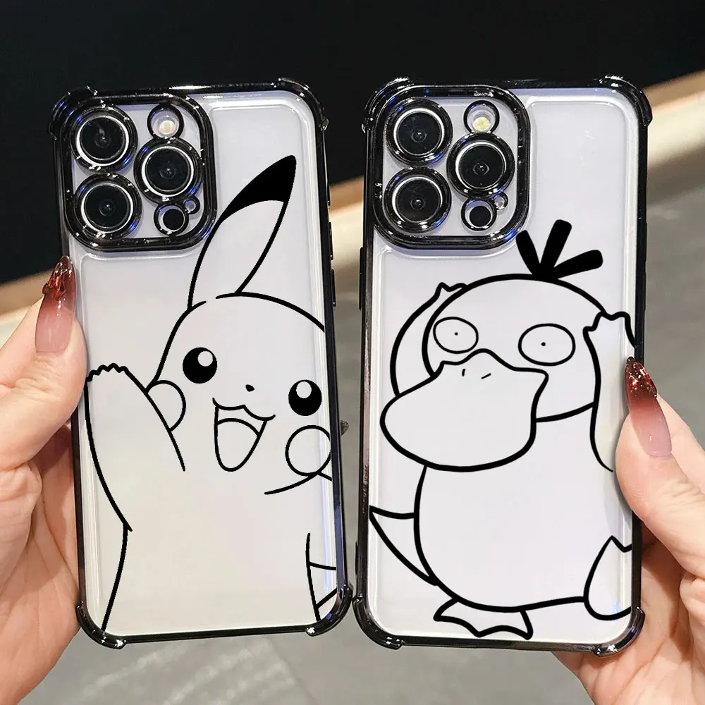 Hülle für Xiaomi Redmi 12C 13C 14C 15C 15A Note 15 14 Pro Plus 13 12 11 Pro 4G 5G Soft Cover Line P-Pokemons P-Pikachus Psyduck