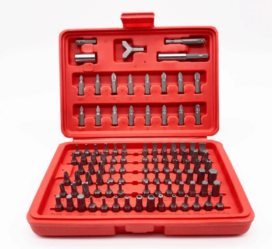 100Pcs Magnetic Screwdriver Bit Set Torx Star Hex Spline Bit Set Security Head 1/4 Screwdriver Bits Kit Extension Rod Tool