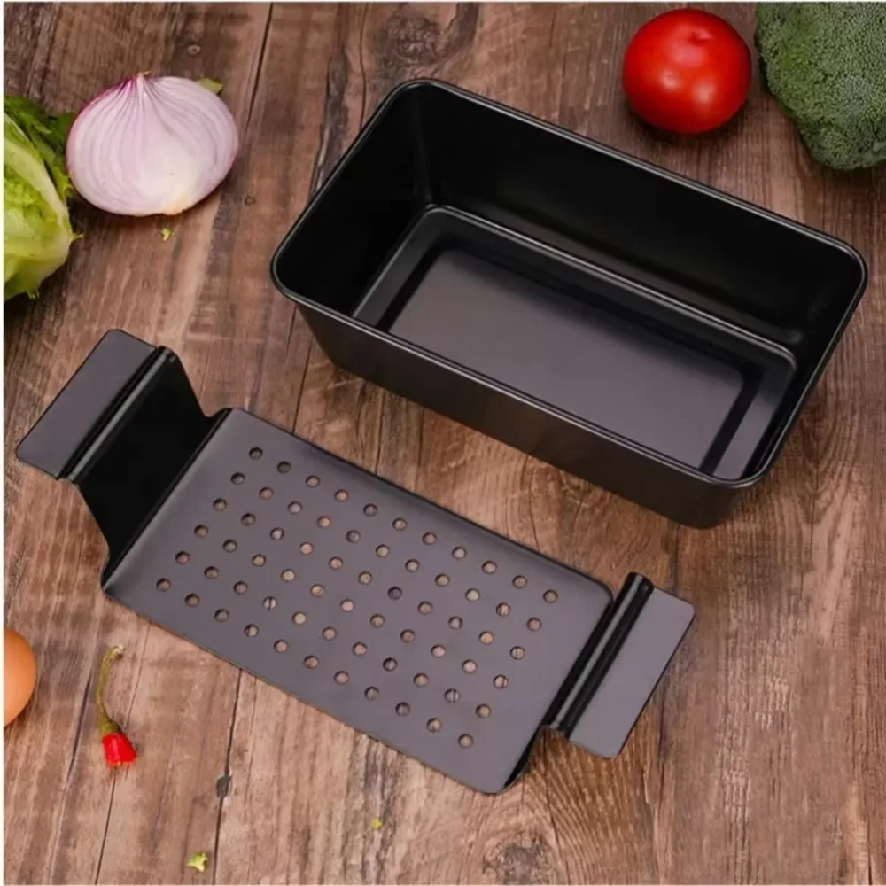 

Non Stick Meatloaf Pan Rectangular Heat Resistance Toast Baking Pan Carbon Steel with Detachable Drain Tray Bread Mold Bakery