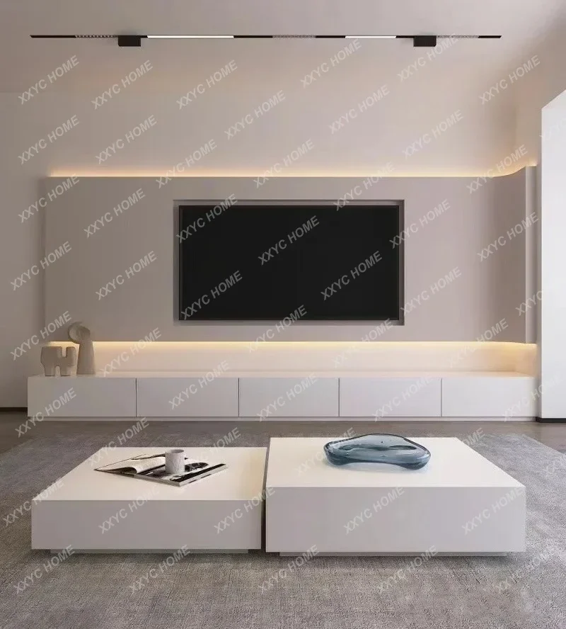 XX  minimalist black and white combination medieval coffee table simple modern square  modern cream style