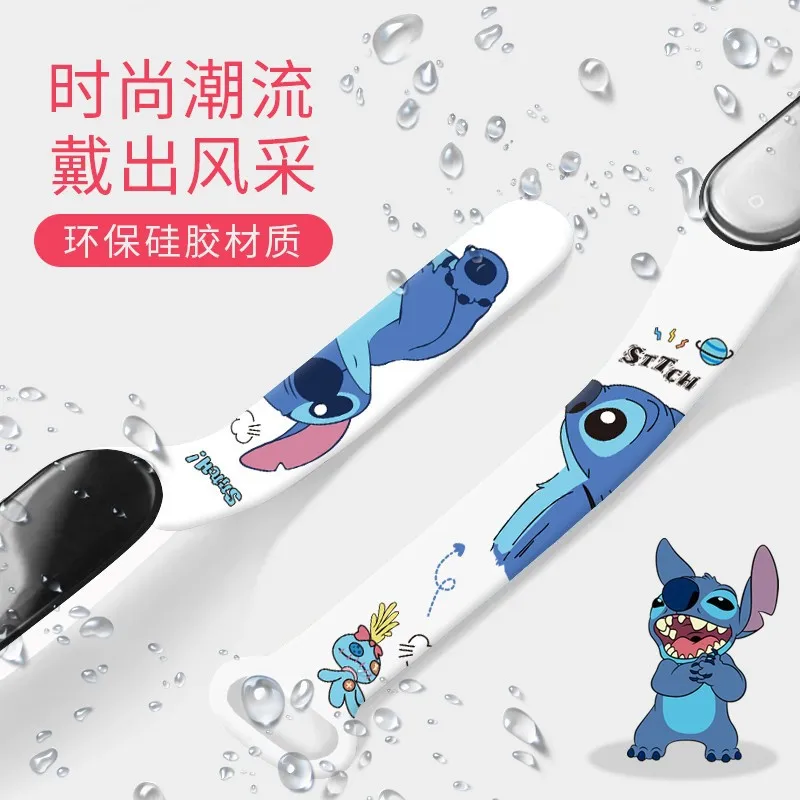 Disney-Correa de reloj Stitch para Xiaomi Mi Band 7, pulsera de silicona, repuesto para Mi Band 5, 6, 7, 6, 3, 4, 5