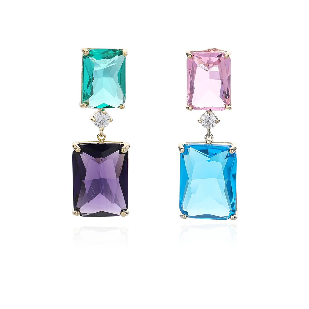 

Multicolor Cubic Zircon CZ Square Earrings,CZ Drop Earring for Bride, Women Girl Birthday Party Jewelry CE11058