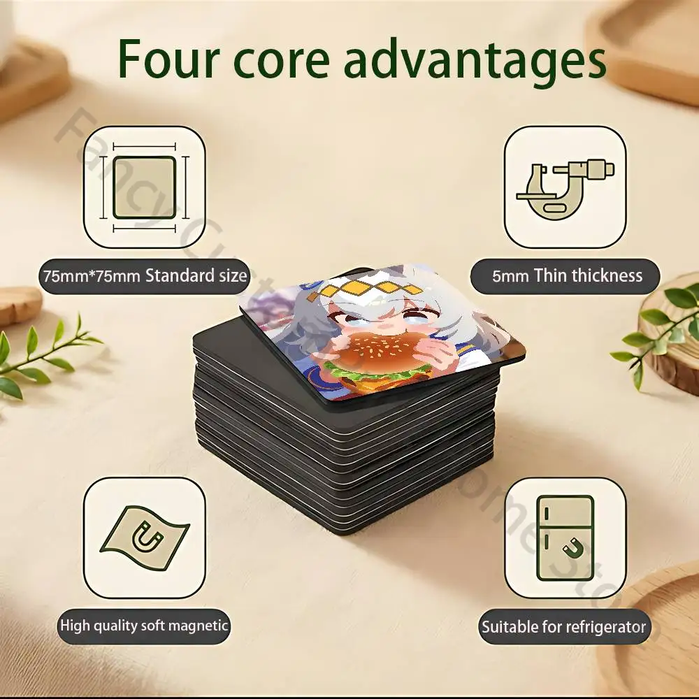 O-Oguri Cute C-Cap Square Decorative Fridge Magnets for Home Kitchen Office Whiteboard & Locker 75x75mm