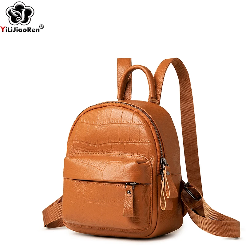 

Fashion Backpack Women High Quality Genuine Leather Rucksack Small Back Pack Ladies Bagpack Simple Shoulder Bags Female Mochila