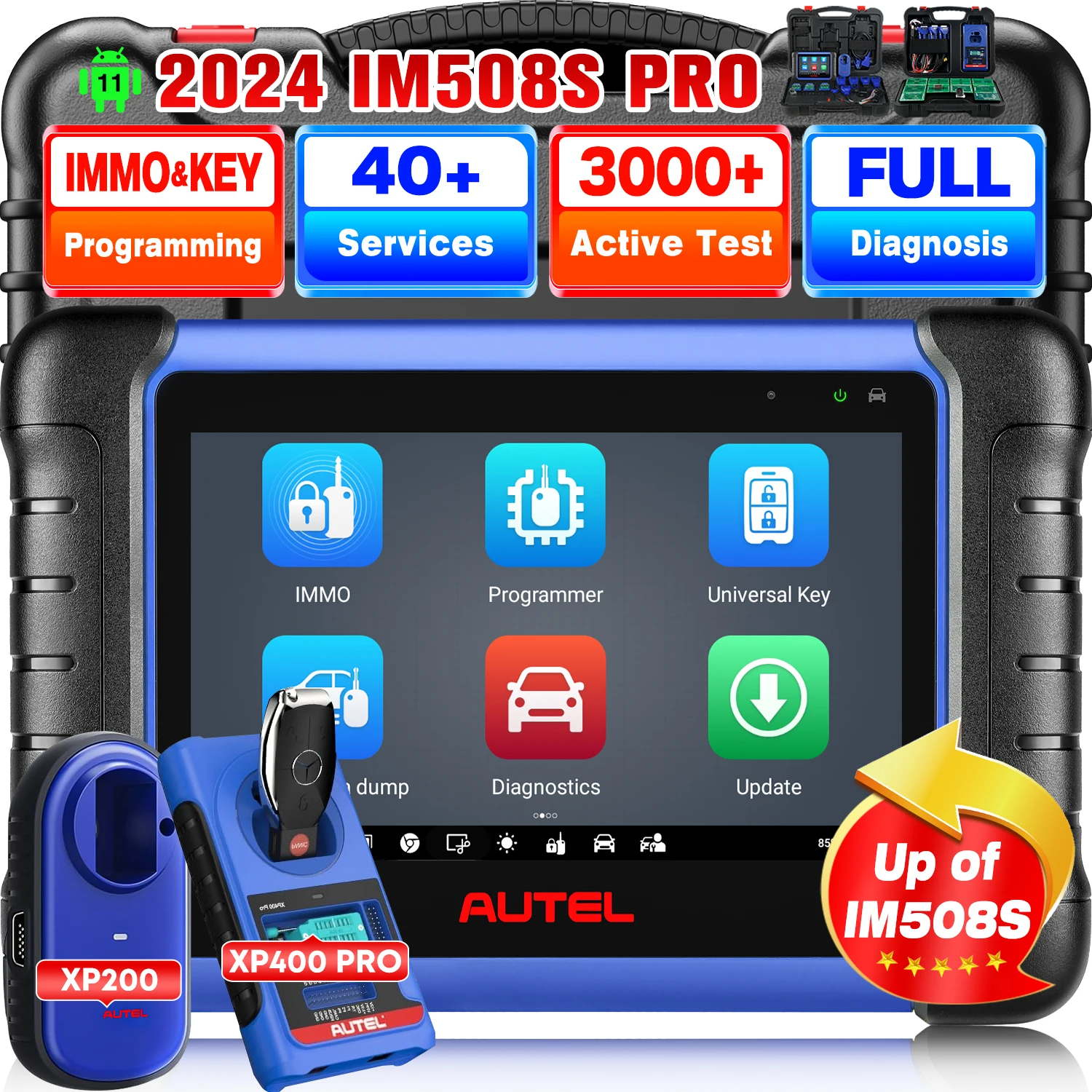 Autel MaxiIM IM508S PRO w/ XP400 PRO IMMO Key Programmer Pro Key Fob Programming Tools Auto Diagnostic Tool All Systems Diagnost