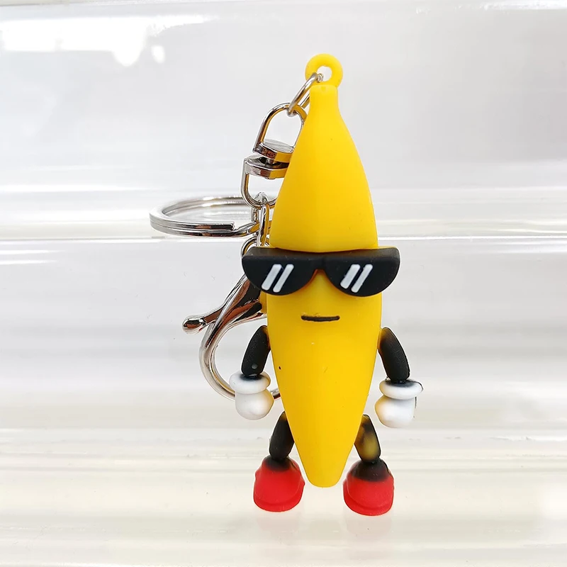 New Cartoon Wacky Soft Plastic Sunglasses Banana Doll Toy Keychain Creative Cute Doll Children Backpack Decoration Pendant Gift