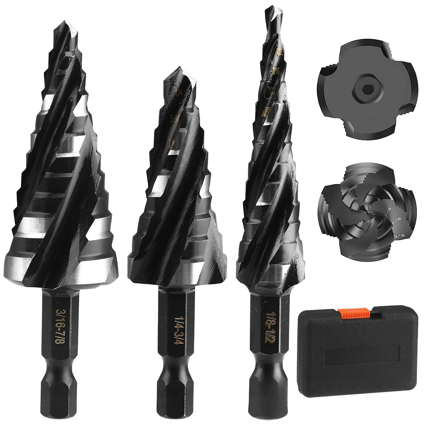 High Speed Bearing Steel Stainless Steel Open Hole Step Drill Bit, Pagoda Drill Bit, Four Slotted Reamer