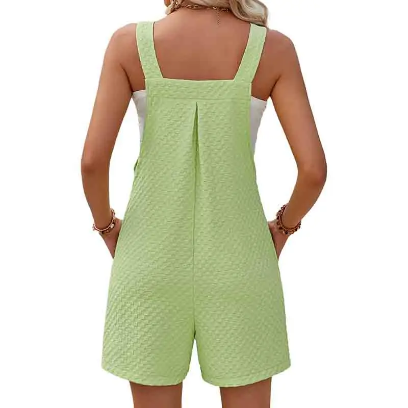 Women's Sleeveless Jumpsuit Short Overalls Summer New Fashion Wide Leg Overall Solid Casual Daily Basic Romper Loose Pockets