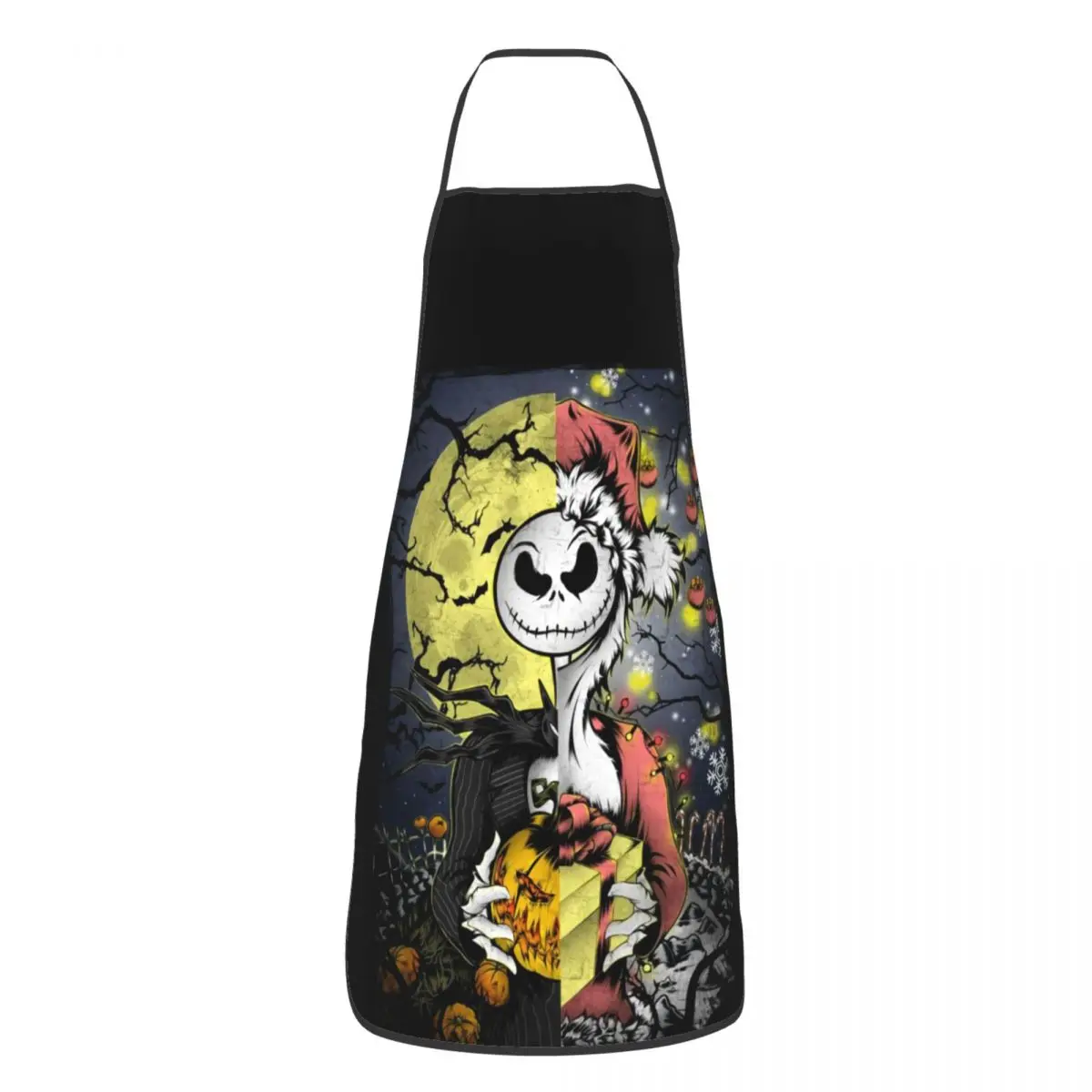 Custom Halloween Nightmare Before Christmas Jack Skellington Apron Unisex Bib Cooking Kitchen Tablier Cuisine Chef Painting