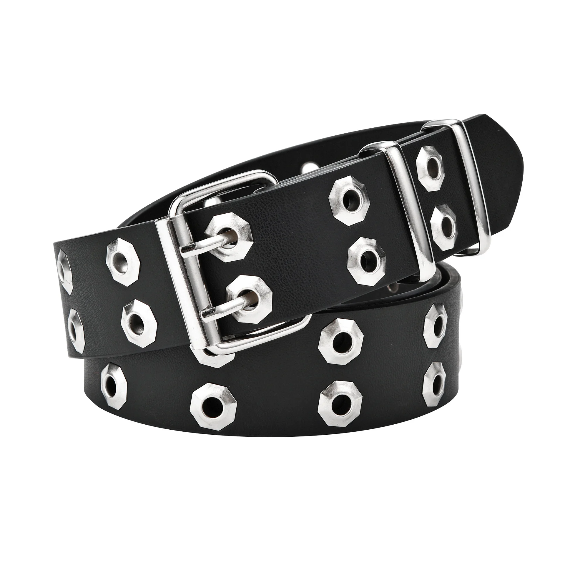 

Europe and The United States Creative Belt Ladies Hollow Fashion Double Exhaust Eye Octagonal Full Hole Decoration Jeans Belt