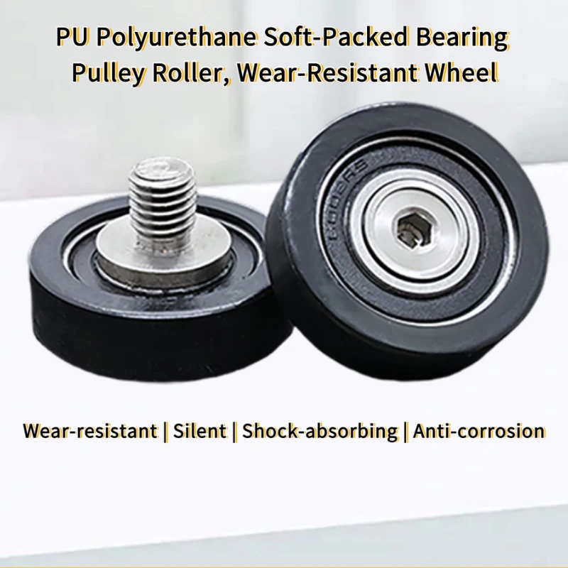 1Pcs M10 PU Polyurethane Soft-Packed Bearing Pulley Roller, Wear-Resistant Wheel Perrin Fitness Equipment