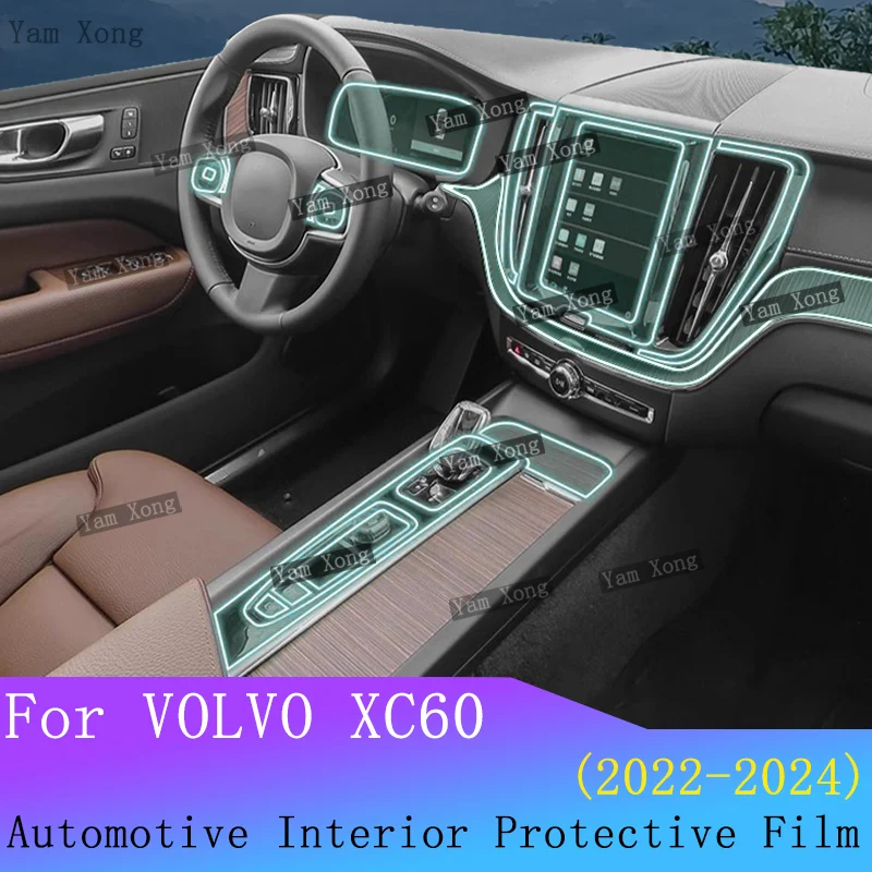 

For VOLVO XC60 2022-2024Car Transparent TPU Protective Full set interior Film Navigation screen Anti-Scratch Film BC Pillar Film